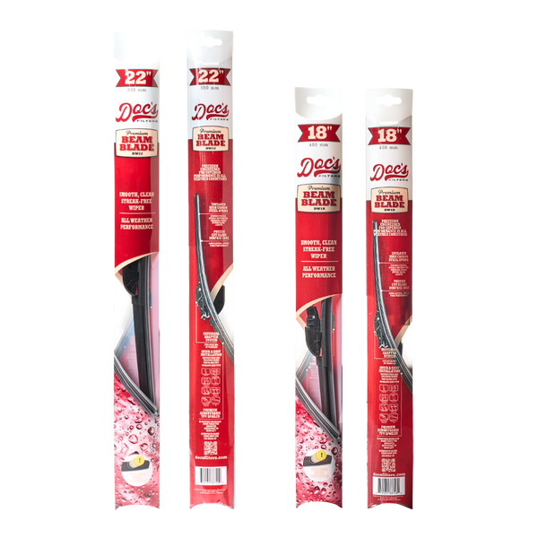 Doc's Diesel Premium Beam Wiper Blades Front 22" + 18" packaging