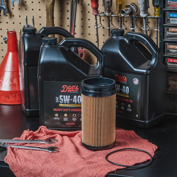 Doc's Diesel RAM 6.7L Cummins 5W-40 Full Synthetic Oil Change Kit 2025-2026 Lifestyle (Quantity 3)