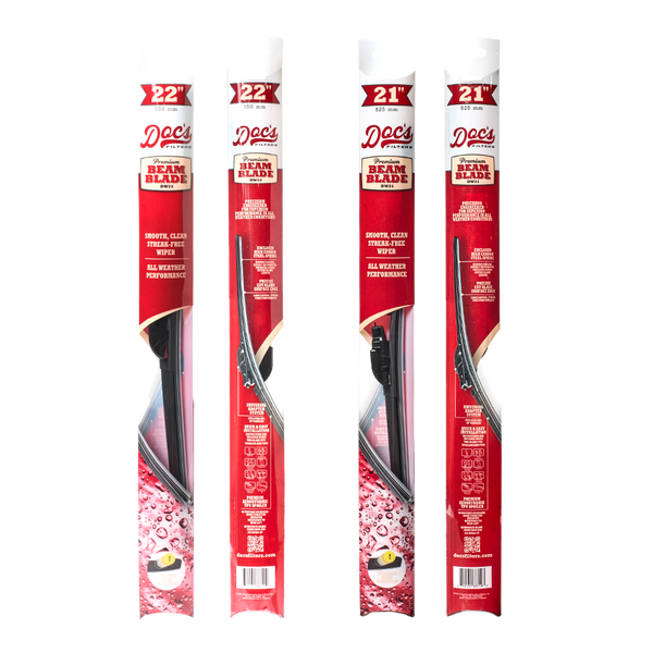 Doc's Diesel Premium Beam Wiper Blades Front 22" + 21" packaging