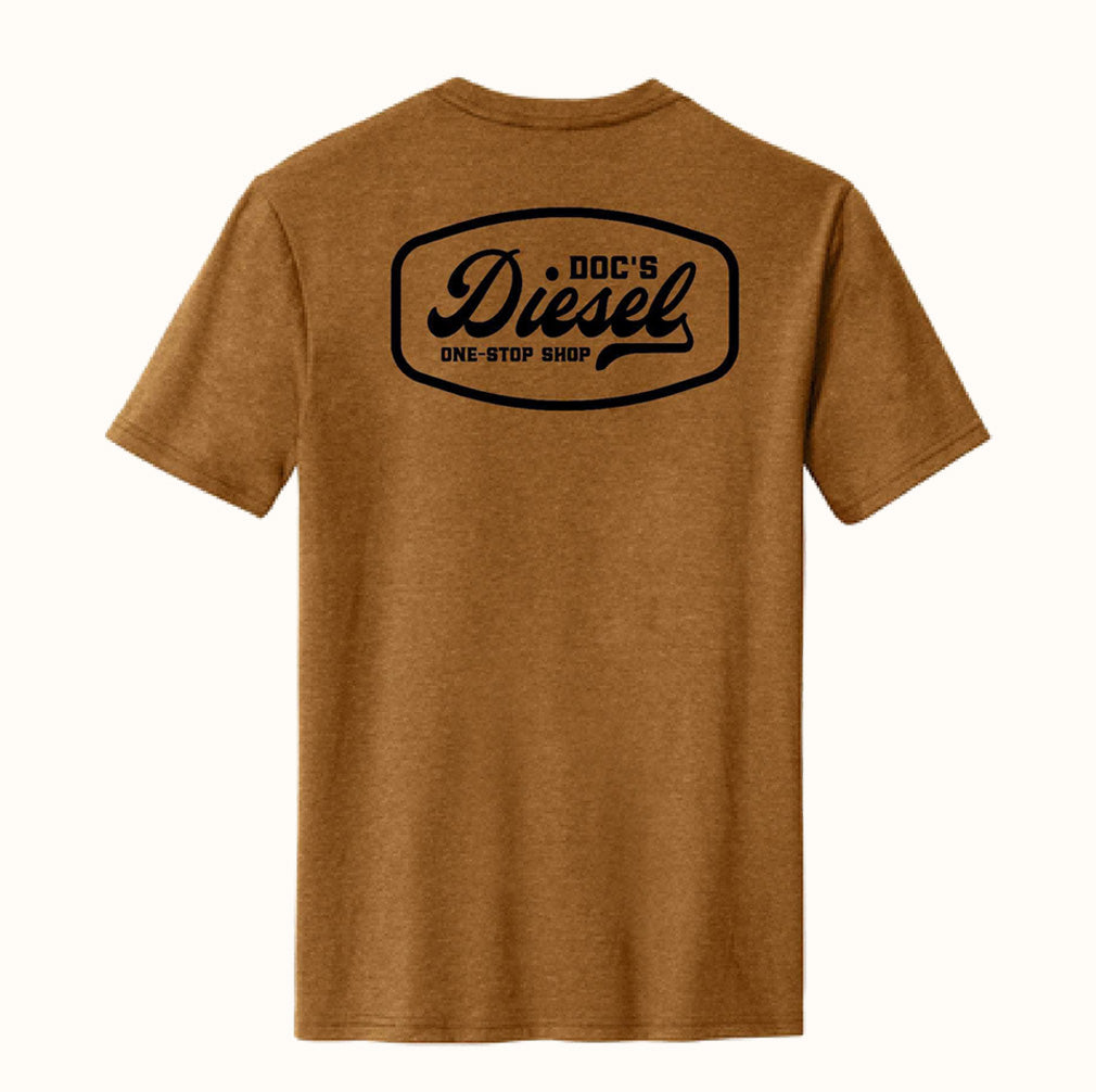 Doc's Diesel Shop Duck Brown T-Shirt back view